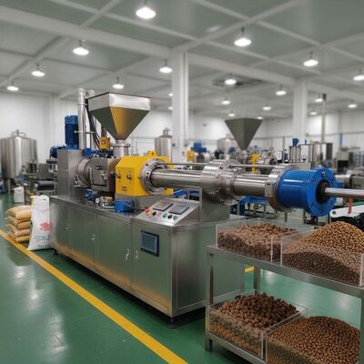 नई स्थिति स्वचालित ट्विन-स्क्रू सिंकिंग मछली फ़ीड एक्सट्रूडर पालतू भोजन गोली बनाने की मशीन बिल्ली कुत्ते फ़ीड एक्सट्रूडर मशीन की कीमत